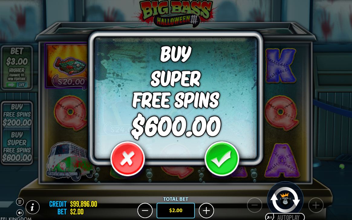 Bonus screen with Scatter symbols on the reels